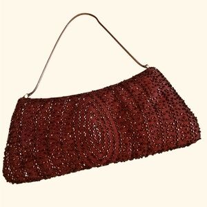 Valerie Stevens brown sequin evening bag with chain handle